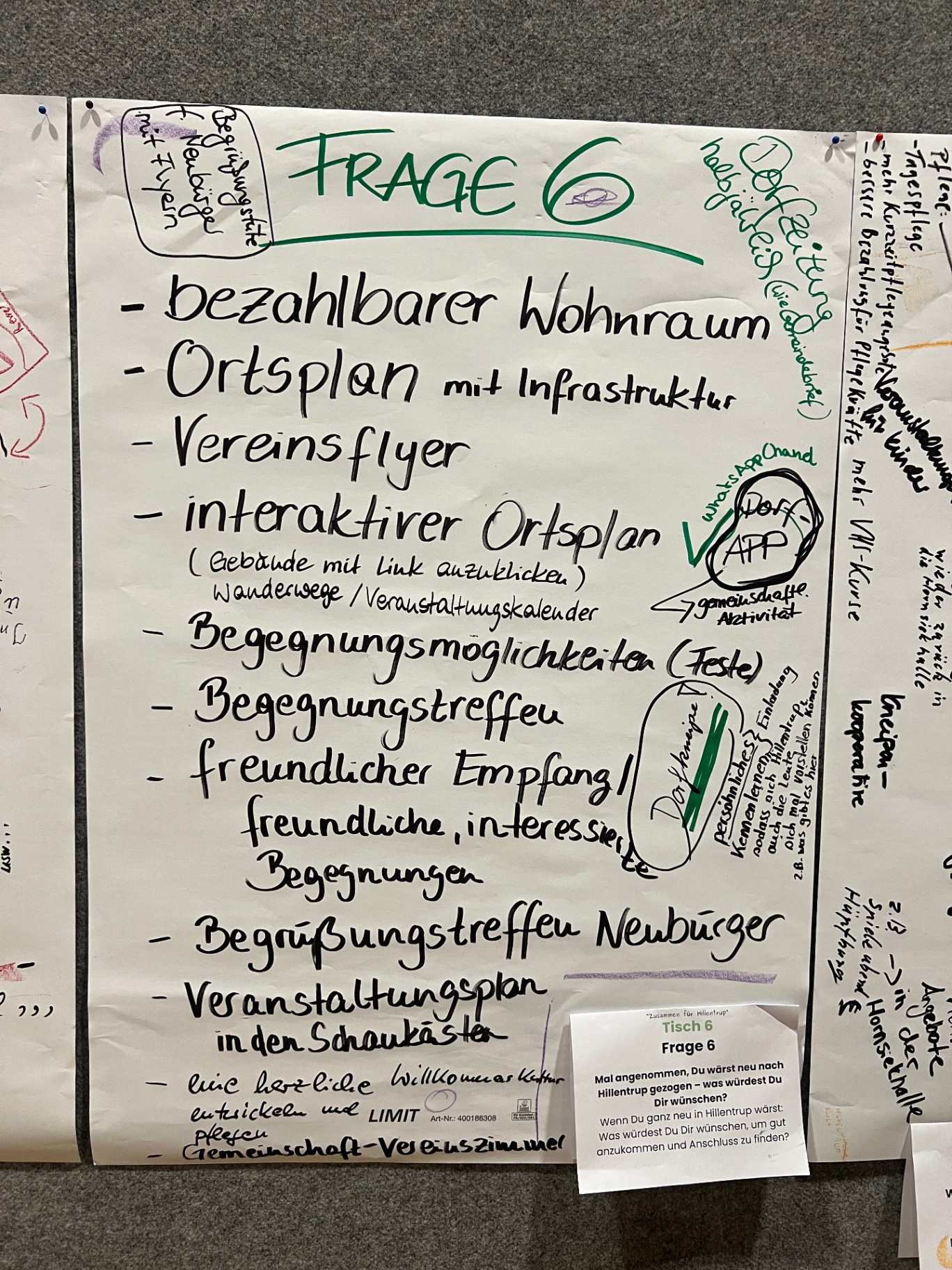 Flipchart mit Bürgerideen — Frage 6: Willkommen in Hillentrup